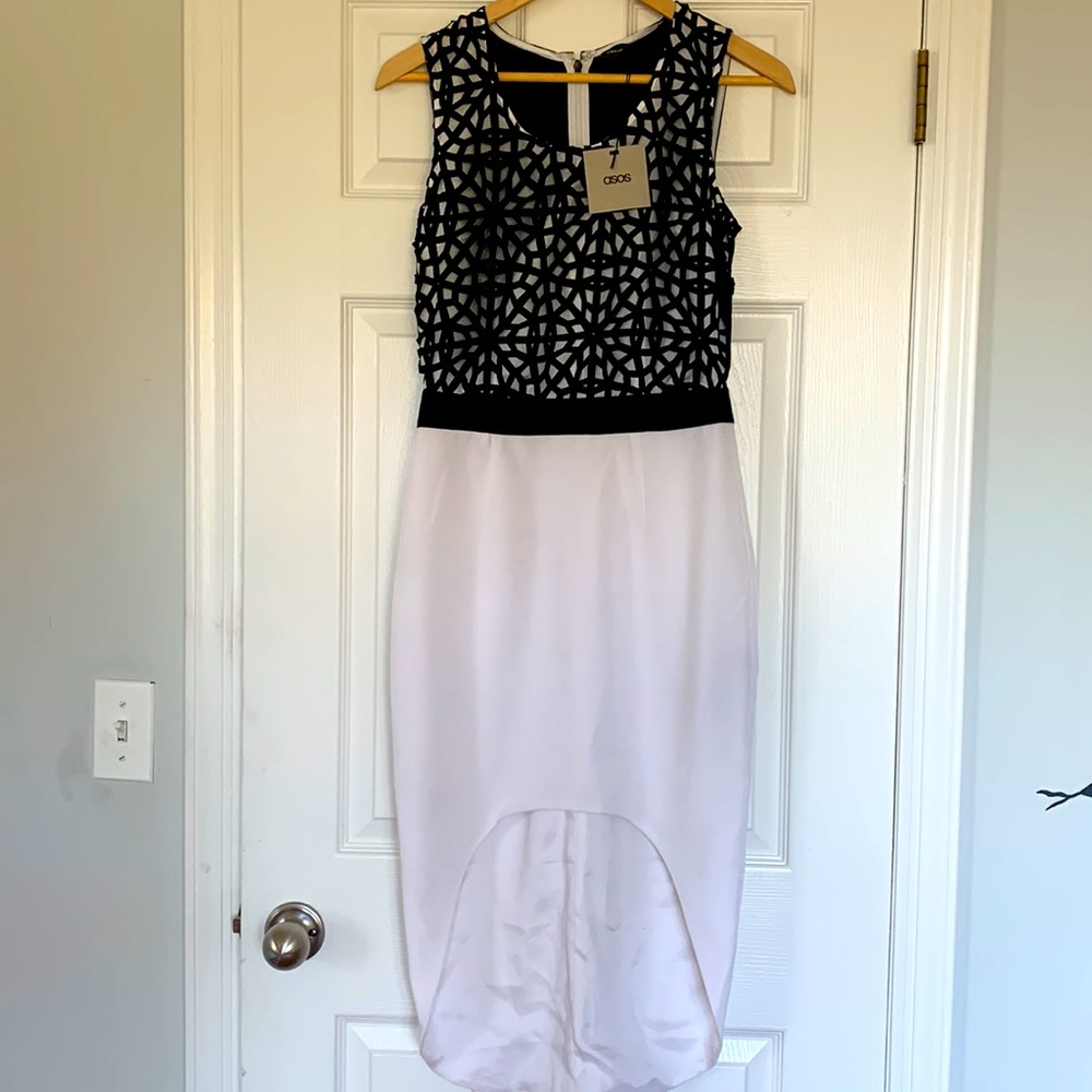 New with tags ASOS Black and White High-Low Mini Dress